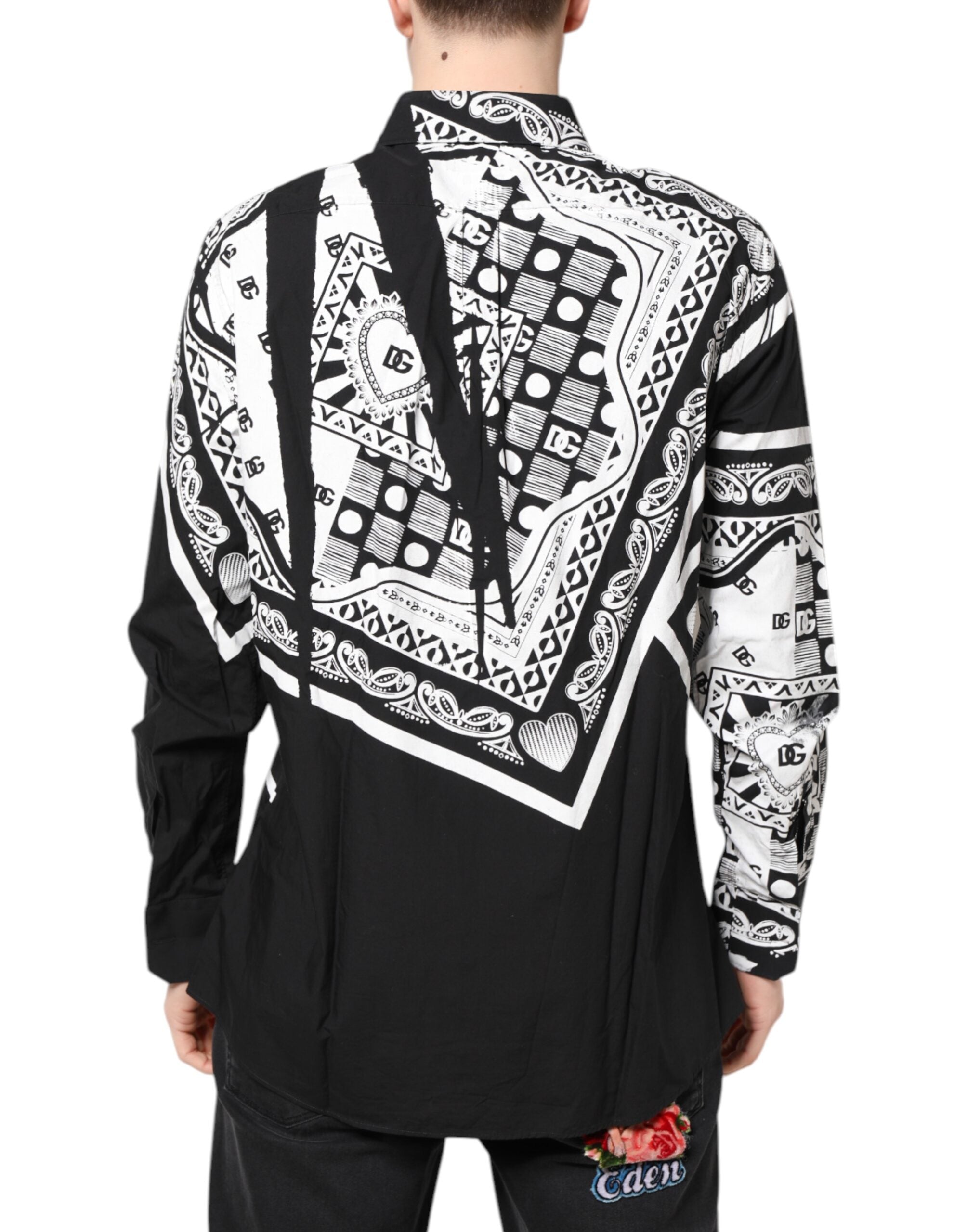 Dolce & Gabbana Black and White Bandana MARTINI Men's Shirt